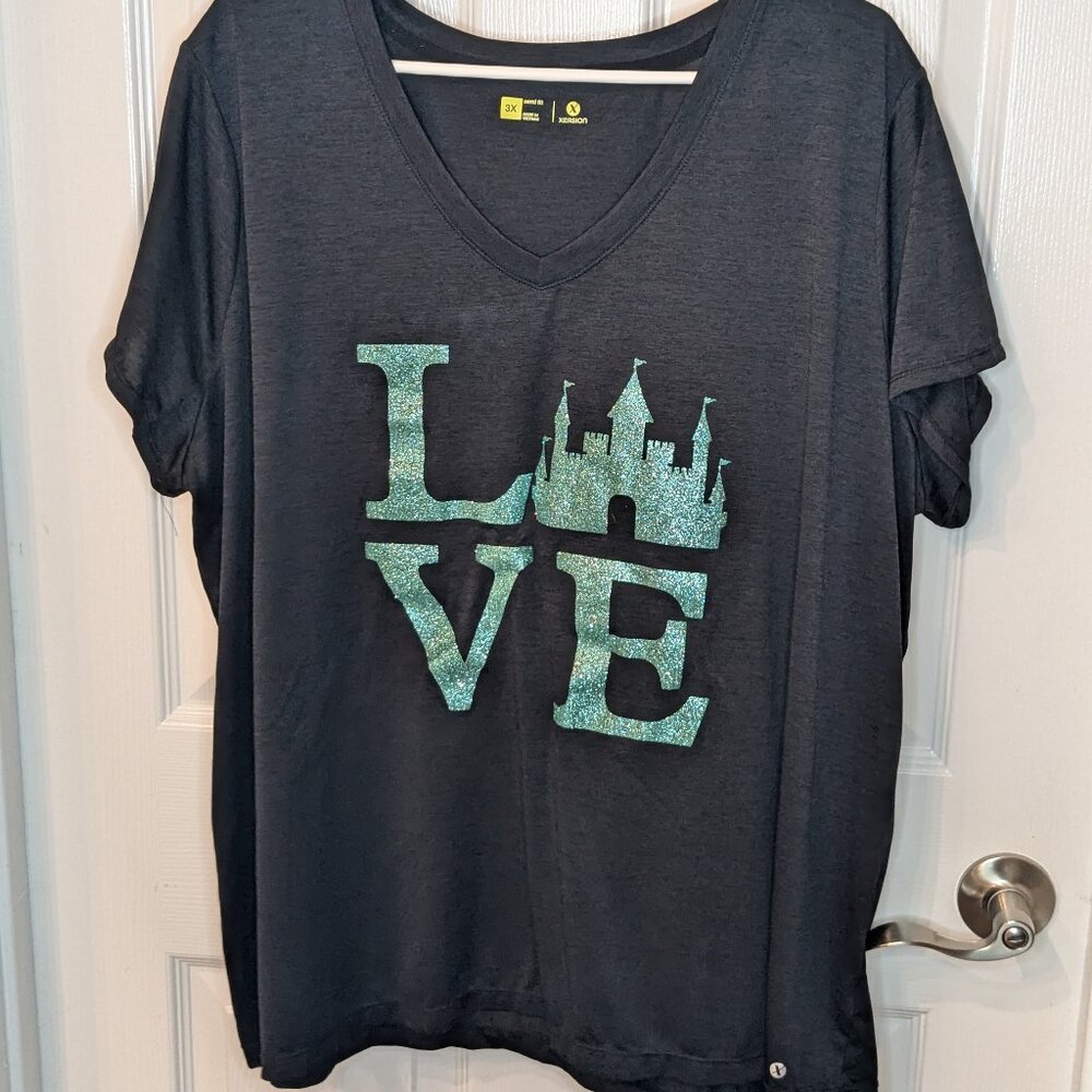 Xersion x Disney LOVE Castle Graphic Dry Fit Tee Black Size 3X